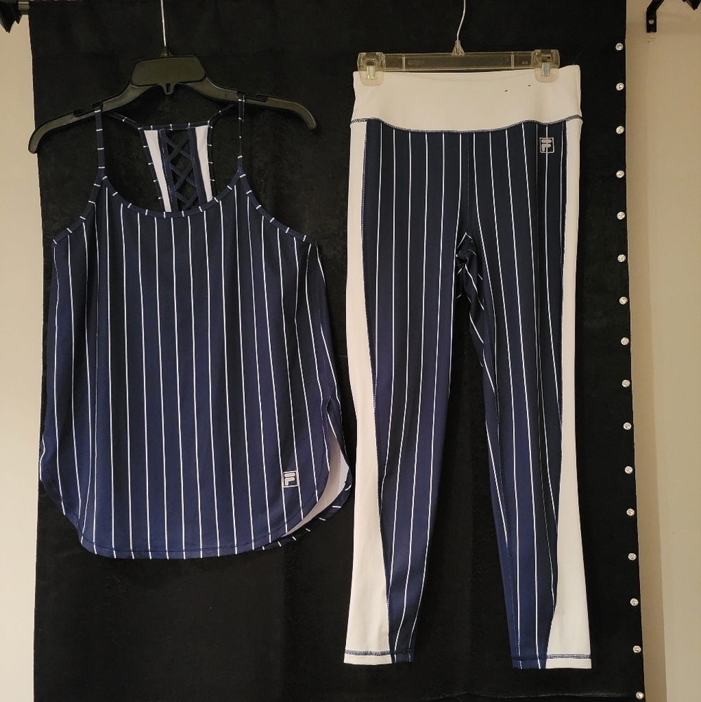 FILA Baseball style striped Top & Leggings